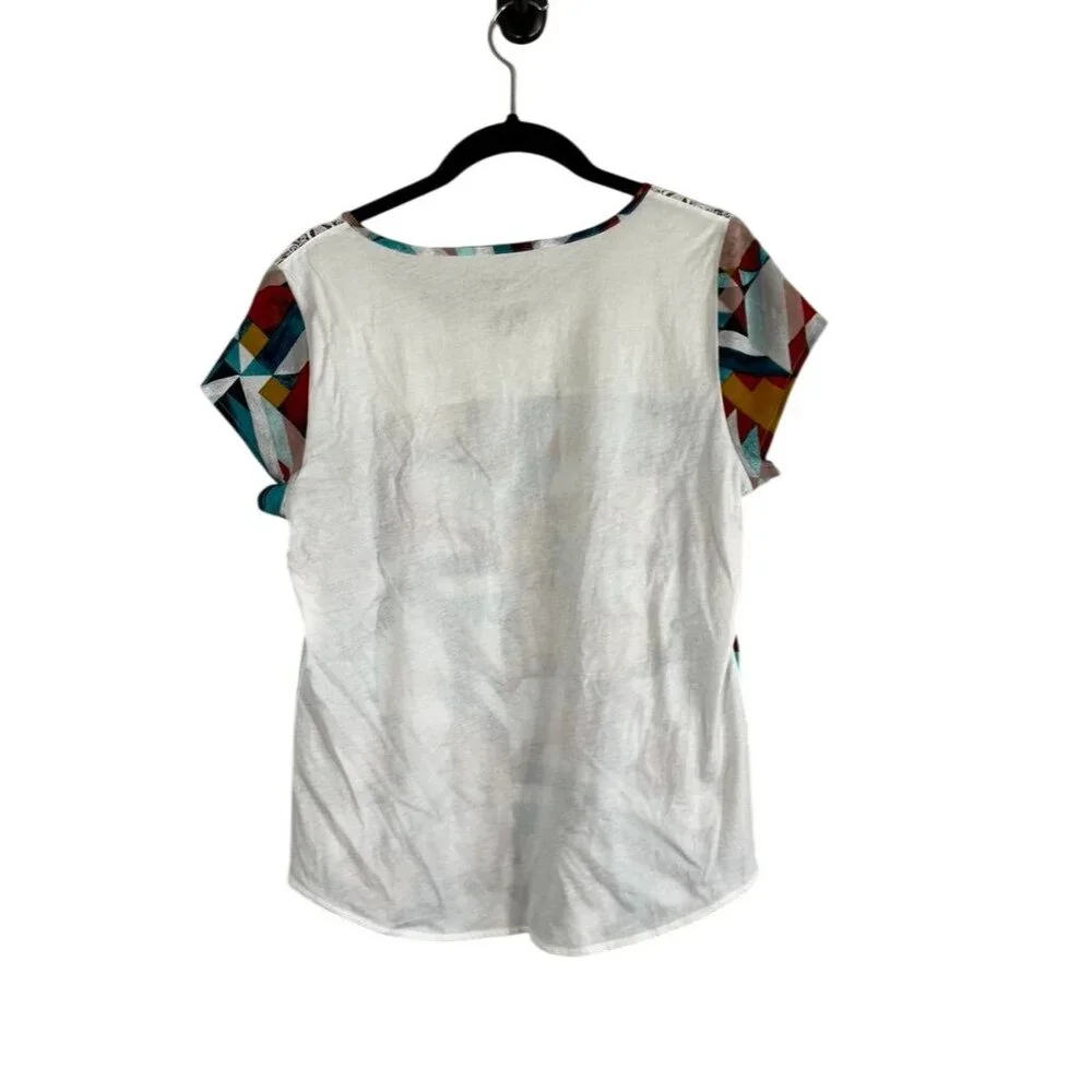 Colorful Retro Floral Lace Top Red S Funky Edgy Boho Patchwork Chic Preppy 80s - Picture 6 of 7